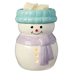 New Aldi Merry Moments White Snowman w/ Scarf Winter Wonderland Wax Warmer